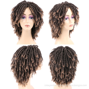Wholesale Private Label Dreadlock Wig Braided Twist Short Curly Heat Resistant Fiber Synthetic Braids wig for Black Women